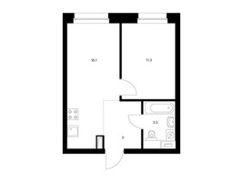 Планировка однокомнатной(квартира) площадью 35.9 квадратных метров в “ЖК Полар”