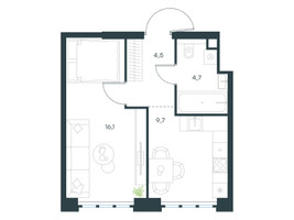 Планировка однокомнатной(квартира) площадью 35 квадратных метров в “ЖК Level Южнопортовая”