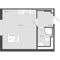 Планировка студии(квартира) площадью 27.7 квадратных метров в “ЖК Яковлево”
