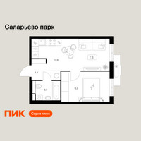 Планировка однокомнатной(квартира) площадью 35.6 квадратных метров в “ЖК Саларьево парк”