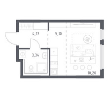 Планировка студии(квартира) площадью 22.81 квадратных метров в “ЖК Пригород Лесное”