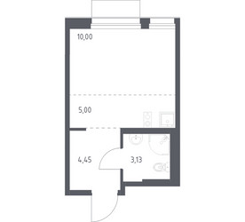 Планировка студии(квартира) площадью 22.58 квадратных метров в ЖК “ЖК Новое Внуково”