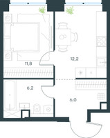 Планировка однокомнатной(квартира) площадью 36.2 квадратных метров в “ЖК Level Звенигородская”