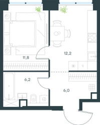 Планировка однокомнатной(квартира) площадью 36.2 квадратных метров в ЖК “ЖК Level Звенигородская”