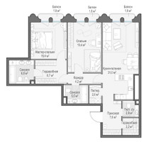 Планировка однокомнатной(квартира) площадью 108.1 квадратных метров в “Клубный квартал "Фрунзенская набережная"”