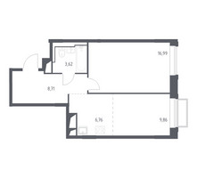 Планировка однокомнатной(квартира) площадью 45.9 квадратных метров в “ЖК Долина Яузы”