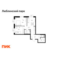 Планировка двухкомнатной(квартира) площадью 65.7 квадратных метров в “ЖК Люблинский парк”