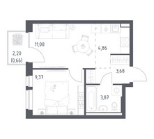 Планировка однокомнатной(квартира) площадью 33.52 квадратных метров в “ЖК Квартал Авиаторов”