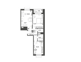 Планировка двухкомнатной(квартира) площадью 62.74 квадратных метров в “ЖК Публицист”