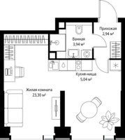 Планировка однокомнатной(квартира) площадью 35.22 квадратных метров в “Мультиквартал СИТИДЗЕН”