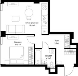 Планировка студии(квартира) площадью 28.13 квадратных метров в ЖК “ЖК Веер”