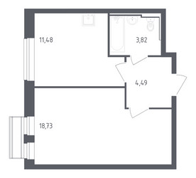 Планировка однокомнатной(квартира) площадью 38.52 квадратных метров в ЖК “ЖК Рублевский Квартал”