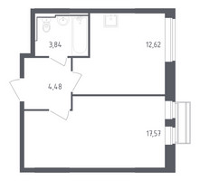 Планировка однокомнатной(квартира) площадью 38.51 квадратных метров в “ЖК Рублевский Квартал”