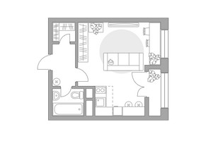 Планировка студии(квартира) площадью 31.92 квадратных метров в “ЖК Пехра”