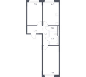 Планировка двухкомнатной(квартира) площадью 59.97 квадратных метров в ЖК “ЖК Новое Внуково”