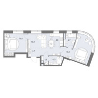 Планировка трехкомнатной(квартира) площадью 71.2 квадратных метров в “ЖК Родина Переделкино”