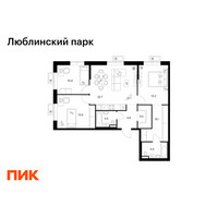 Планировка трехкомнатной(квартира) площадью 83.9 квадратных метров в “ЖК Люблинский парк”