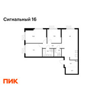 Планировка трехкомнатной(квартира) площадью 79.3 квадратных метров в “ЖК Сигнальный 16”