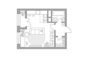 Планировка студии(квартира) площадью 32.58 квадратных метров в “ЖК Пехра”