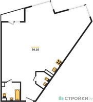 Планировка трехкомнатной(квартира) площадью 92.8 квадратных метров в “ЖК Клубный дом Точка отсчета”