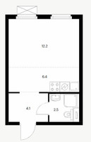 Планировка студии(квартира) площадью 25.2 квадратных метров в “ЖК Кузьминский лес”