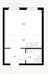 Планировка студии(квартира) площадью 25.2 квадратных метров в ЖК “ЖК Кузьминский лес”