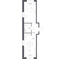 Планировка однокомнатной(квартира) площадью 44.36 квадратных метров в “ЖК Квартал Западный”