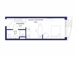 Планировка студии(квартира) площадью 28.42 квадратных метров в “ЖК Остров”