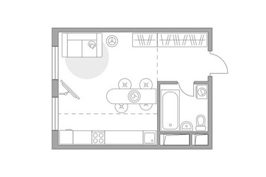 Планировка студии(квартира) площадью 24.61 квадратных метров в ЖК “ЖК Аникеевский”