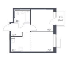 Планировка однокомнатной(квартира) площадью 35.28 квадратных метров в “ЖК Молжаниново”