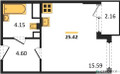 Планировка студии(квартира) площадью 25.42 квадратных метров в “ЖК Светлый мир БиоПолис”