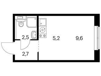 Планировка студии(квартира) площадью 20 квадратных метров в ЖК “ЖК Ильинские луга”