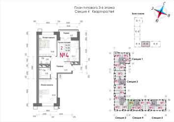 Планировка двухкомнатной(квартира) площадью 78.1 квадратных метров в ЖК “ЖК Art (АРТ)”