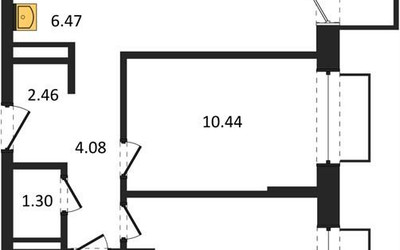 Планировка двухкомнатной(квартира) площадью 52.39 квадратных метров в ЖК “ЖК Томилино Парк”