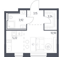 Планировка студии(квартира) площадью 26.43 квадратных метров в “ЖК Квартал Домашний”