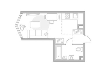 Планировка студии(квартира) площадью 29.97 квадратных метров в ЖК “ЖК Мневники от Гранель”