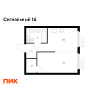 Планировка однокомнатной(квартира) площадью 32.2 квадратных метров в “ЖК Сигнальный 16”