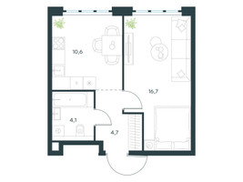 Планировка однокомнатной(квартира) площадью 36.1 квадратных метров в “ЖК Левел Южнопортовая”