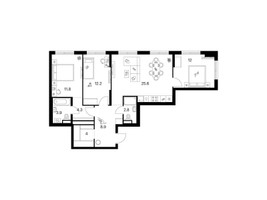 Планировка трехкомнатной(квартира) площадью 85.5 квадратных метров в “ЖК Матвеевский парк”