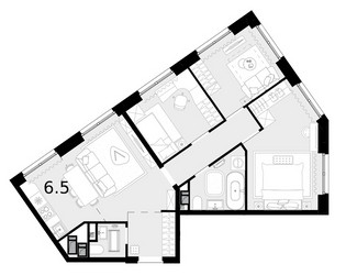 Планировка 4+ комнатной(квартира) площадью 67.2 квадратных метров в ЖК “ЖК Новая Звезда (Газопровод)”