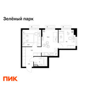 Планировка двухкомнатной(квартира) площадью 46.8 квадратных метров в “ЖК Зеленый парк”