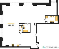Планировка двухкомнатной(квартира) площадью 123.5 квадратных метров в “ЖК Коллекция Лужники”