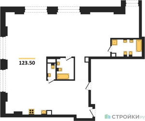 Планировка двухкомнатной(квартира) площадью 123.5 квадратных метров в ЖК “ЖК Коллекция Лужники”