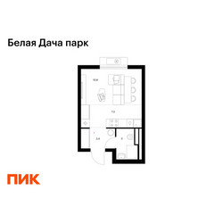 Планировка студии(квартира) площадью 24.5 квадратных метров в ЖК “ЖК Белая Дача парк”