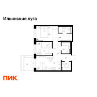 Планировка двухкомнатной(квартира) площадью 53.5 квадратных метров в “ЖК Ильинские луга”