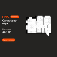Планировка двухкомнатной(квартира) площадью 46.1 квадратных метров в “ЖК Саларьево парк”