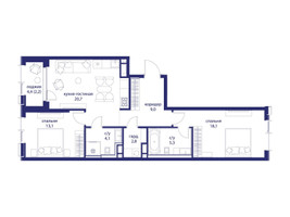 Планировка двухкомнатной(квартира) площадью 75.3 квадратных метров в “ЖК Событие”