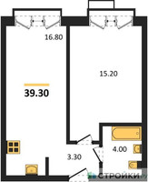 Планировка однокомнатной(квартира) площадью 39.3 квадратных метров в “Лесная Коллекция”