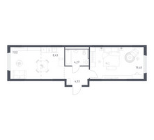 Планировка однокомнатной(квартира) площадью 48.23 квадратных метров в “ЖК Пригород Лесное”