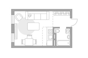 Планировка студии(квартира) площадью 27.6 квадратных метров в “ЖК Аникеевский”